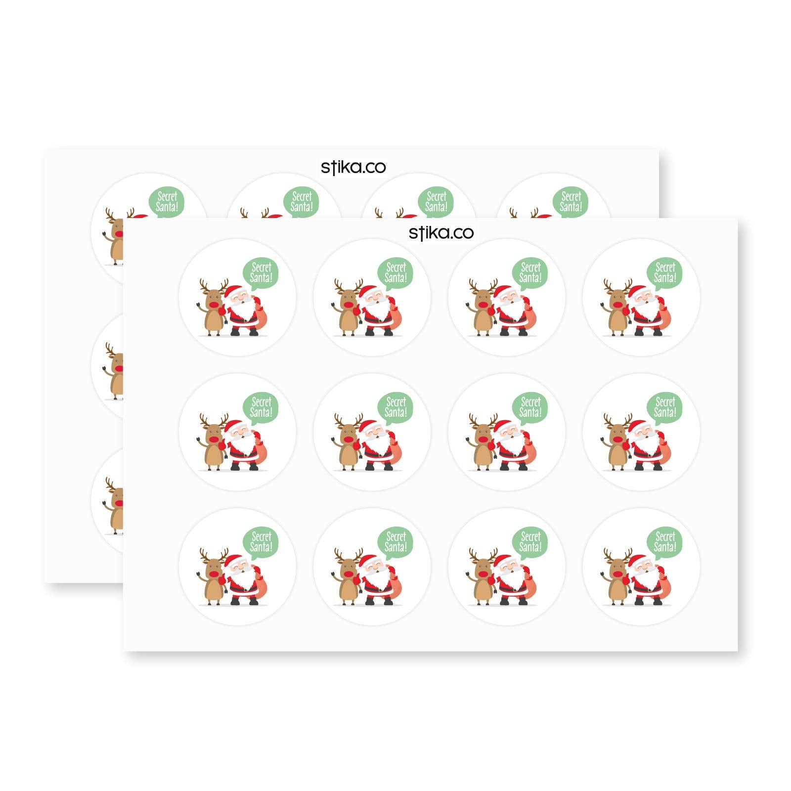 Secret Santa paper stickers supplied on A5 sheets of 12 - view 3