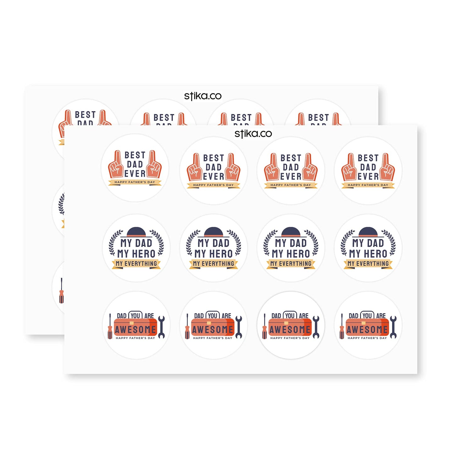 Hero Dad paper stickers supplied on A5 sheets of 12 - view 3