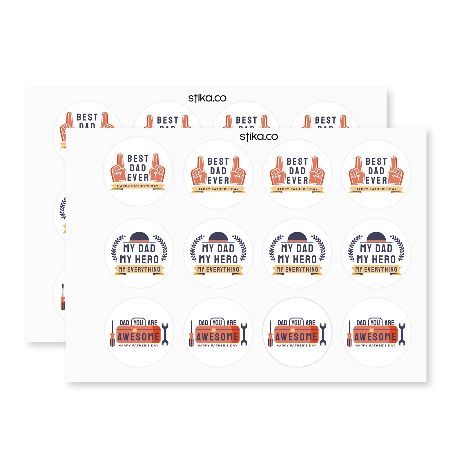 Hero Dad paper stickers supplied on A5 sheets of 12 - view 3