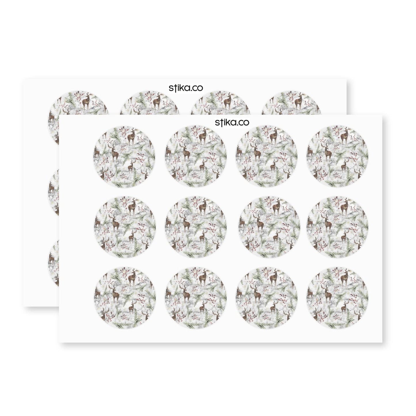 Christmas Deer paper stickers supplied on A5 sheets of 12 - view 2