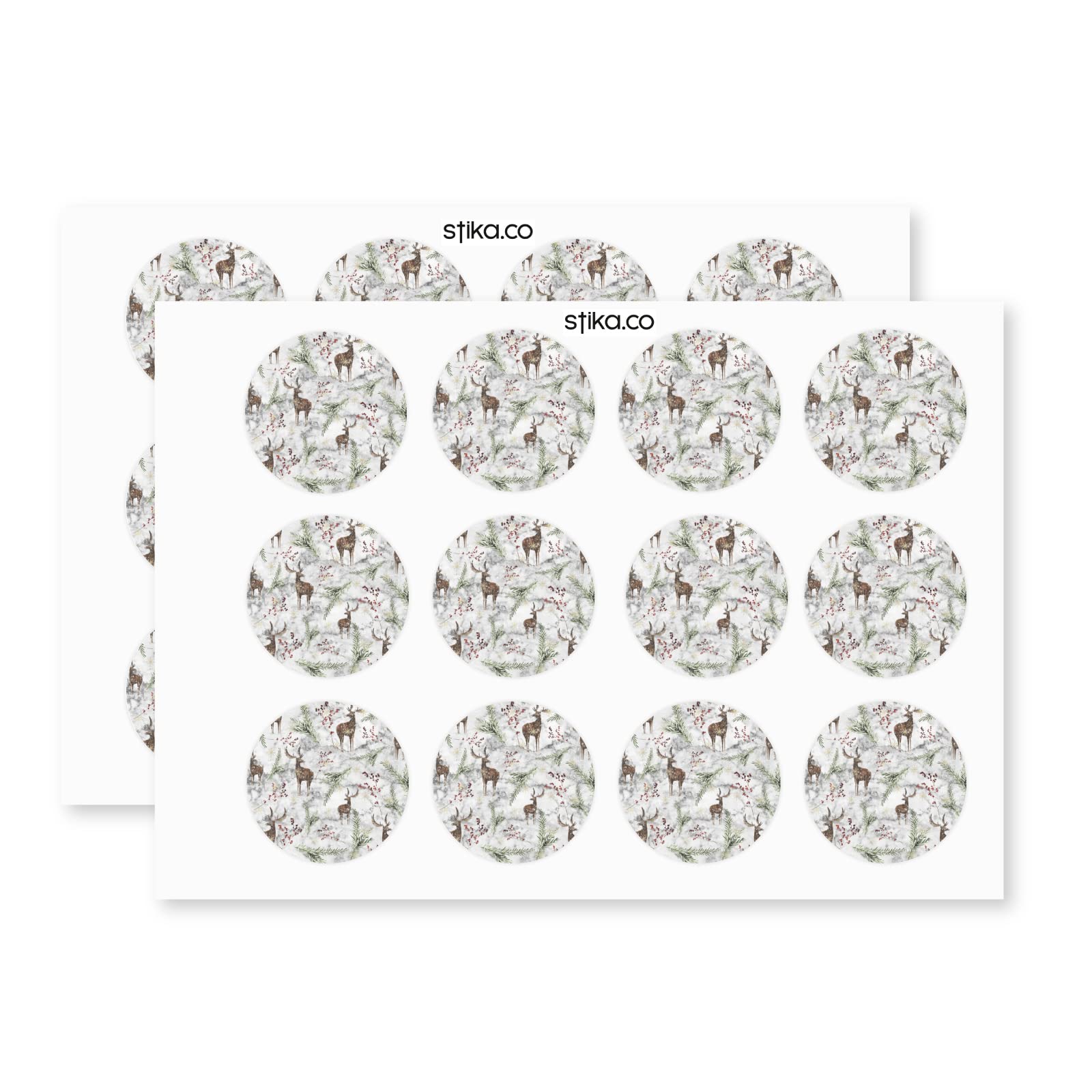 Christmas Deer paper stickers supplied on A5 sheets of 12 - view 2