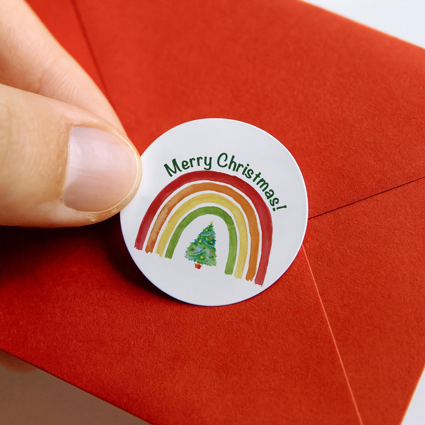 Merry Christmas Rainbow paper stickers supplied on A5 sheets of 12 - view 3