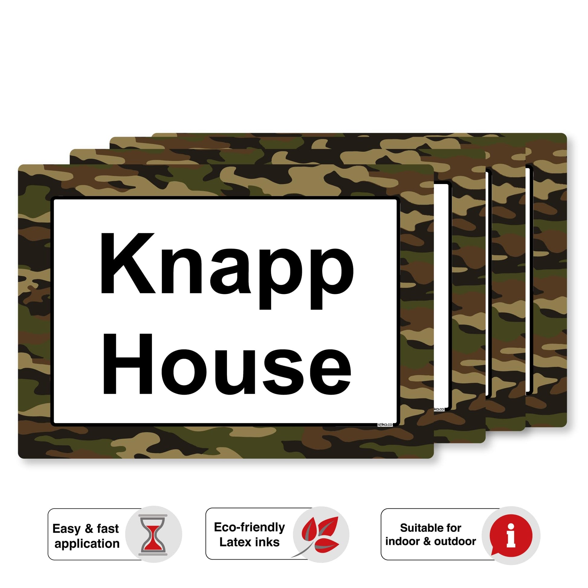 Green Camouflage wheelie bin sticker details and application example