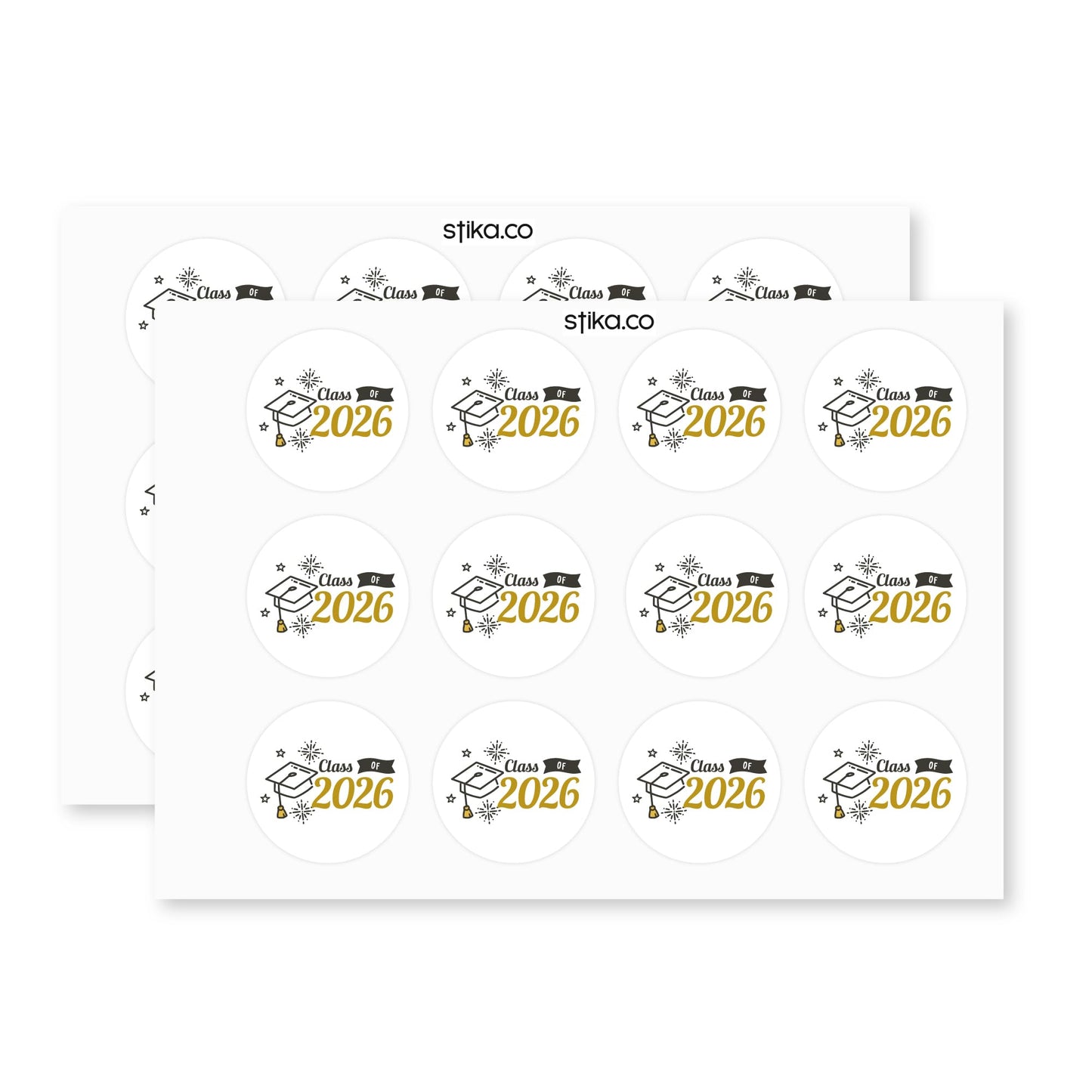 Graduation 2026 Grad Hat paper stickers supplied on A5 sheets of 12 - view 3