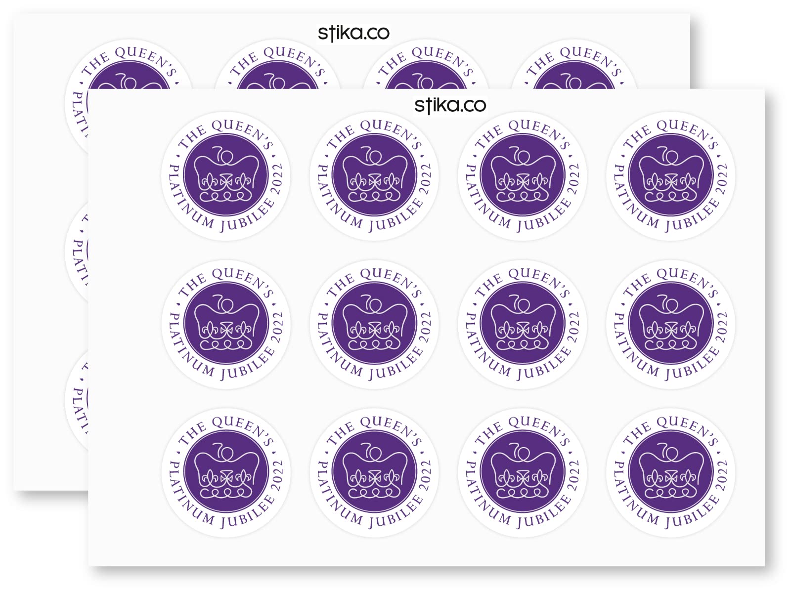 Platinum Jubilee Commemorative paper stickers supplied on A5 sheets of 12 - view 3