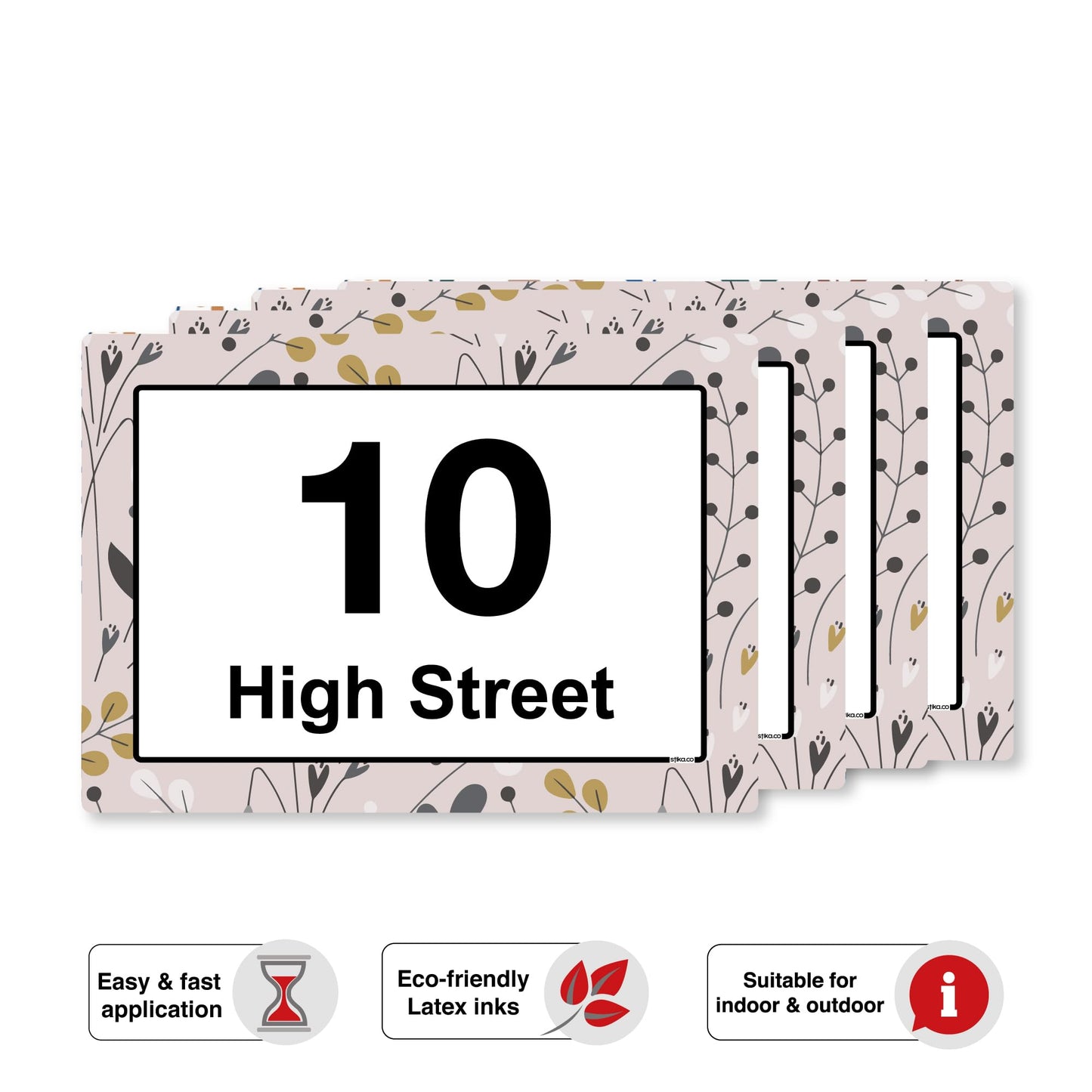 Pink Floral wheelie bin sticker details and application example