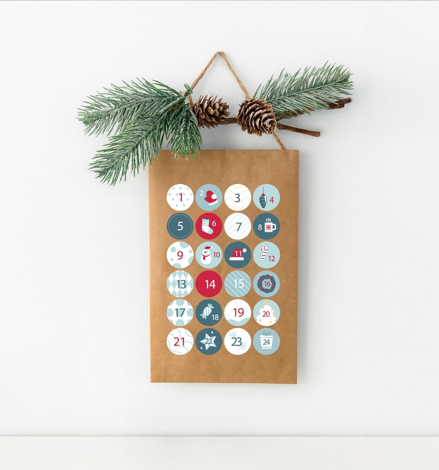 Mint Green Advent Calendar paper stickers supplied on A5 sheets of 12 - view 3