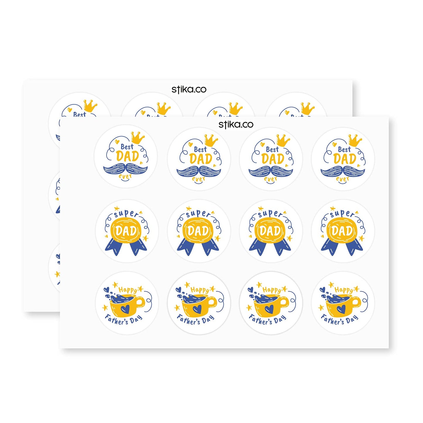 Best Dad Father’s Day paper stickers supplied on A5 sheets of 12 - view 3