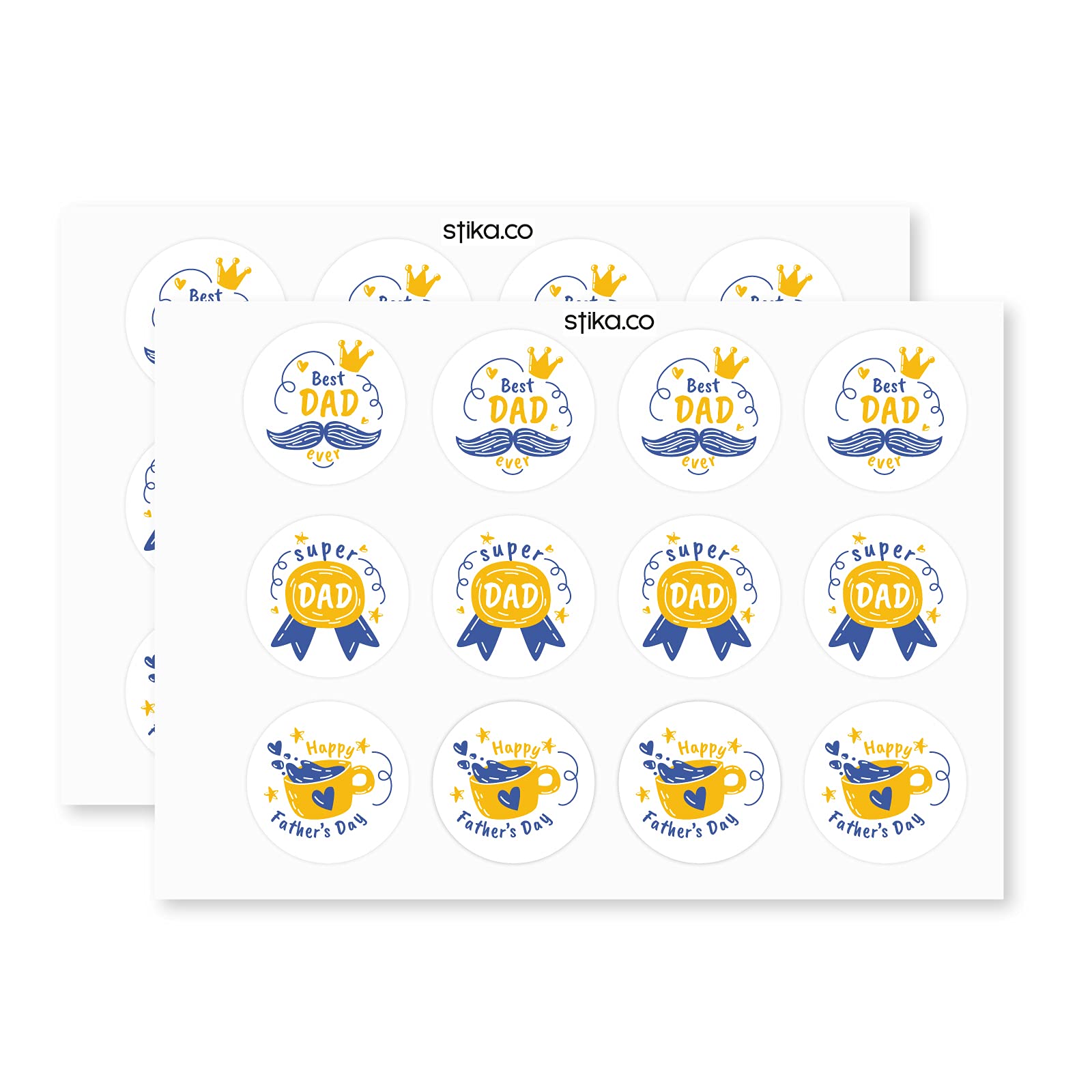 Best Dad Father’s Day paper stickers supplied on A5 sheets of 12 - view 3