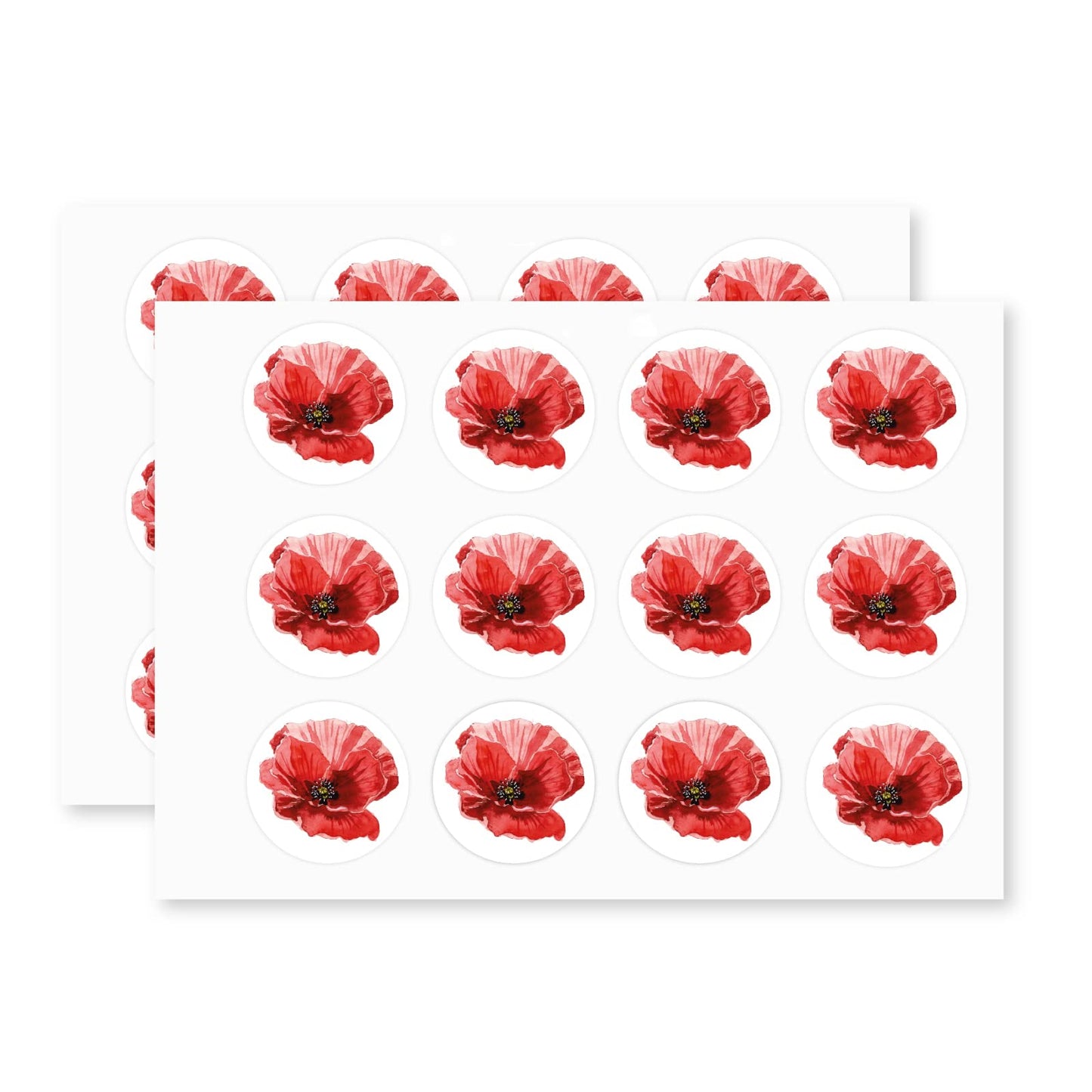 Lest We Forget Watercolour Poppy paper stickers supplied on A5 sheets of 12 - view 3