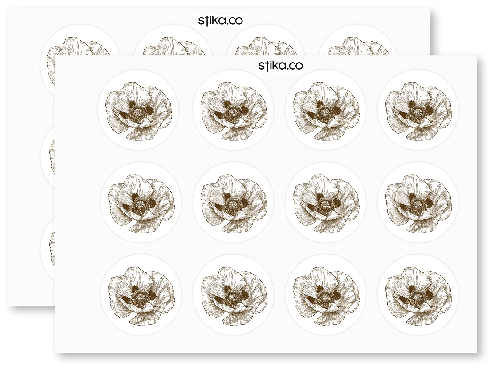 Sketched Poppy paper stickers supplied on A5 sheets of 12 - view 3