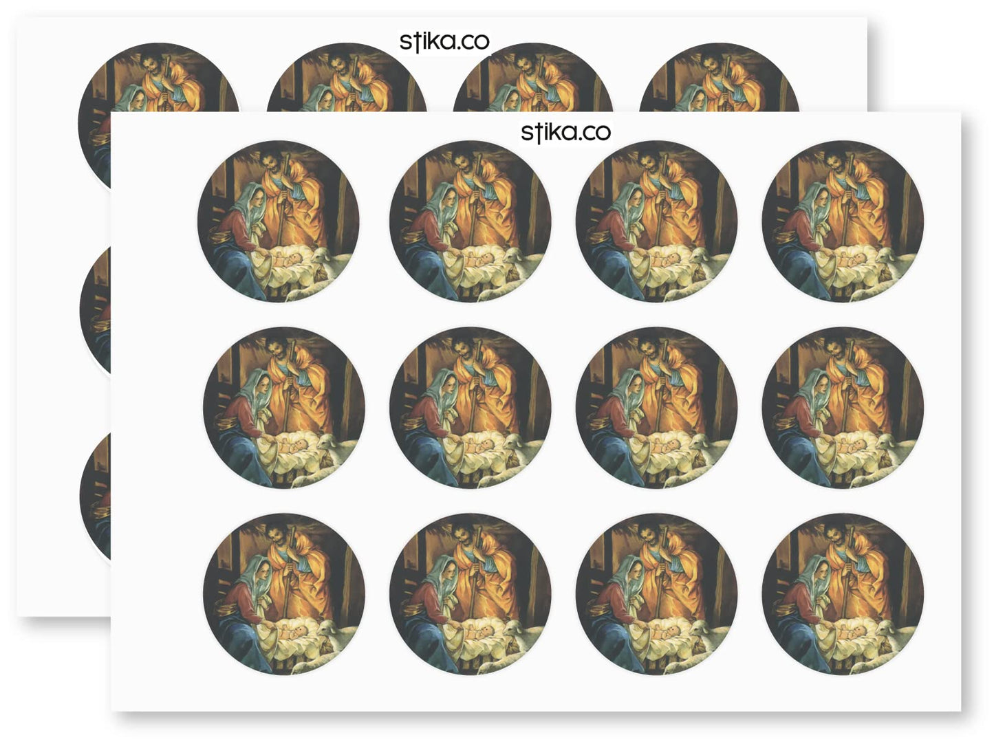 Vintage Nativity Christmas paper stickers supplied on A5 sheets of 12 - view 6