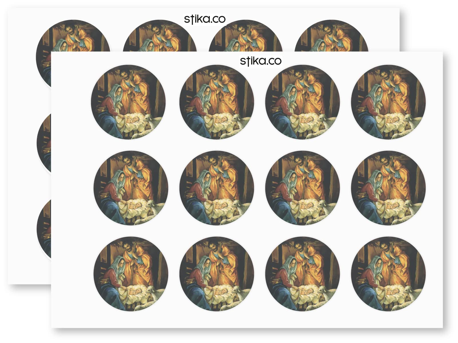 Vintage Nativity Christmas paper stickers supplied on A5 sheets of 12 - view 6