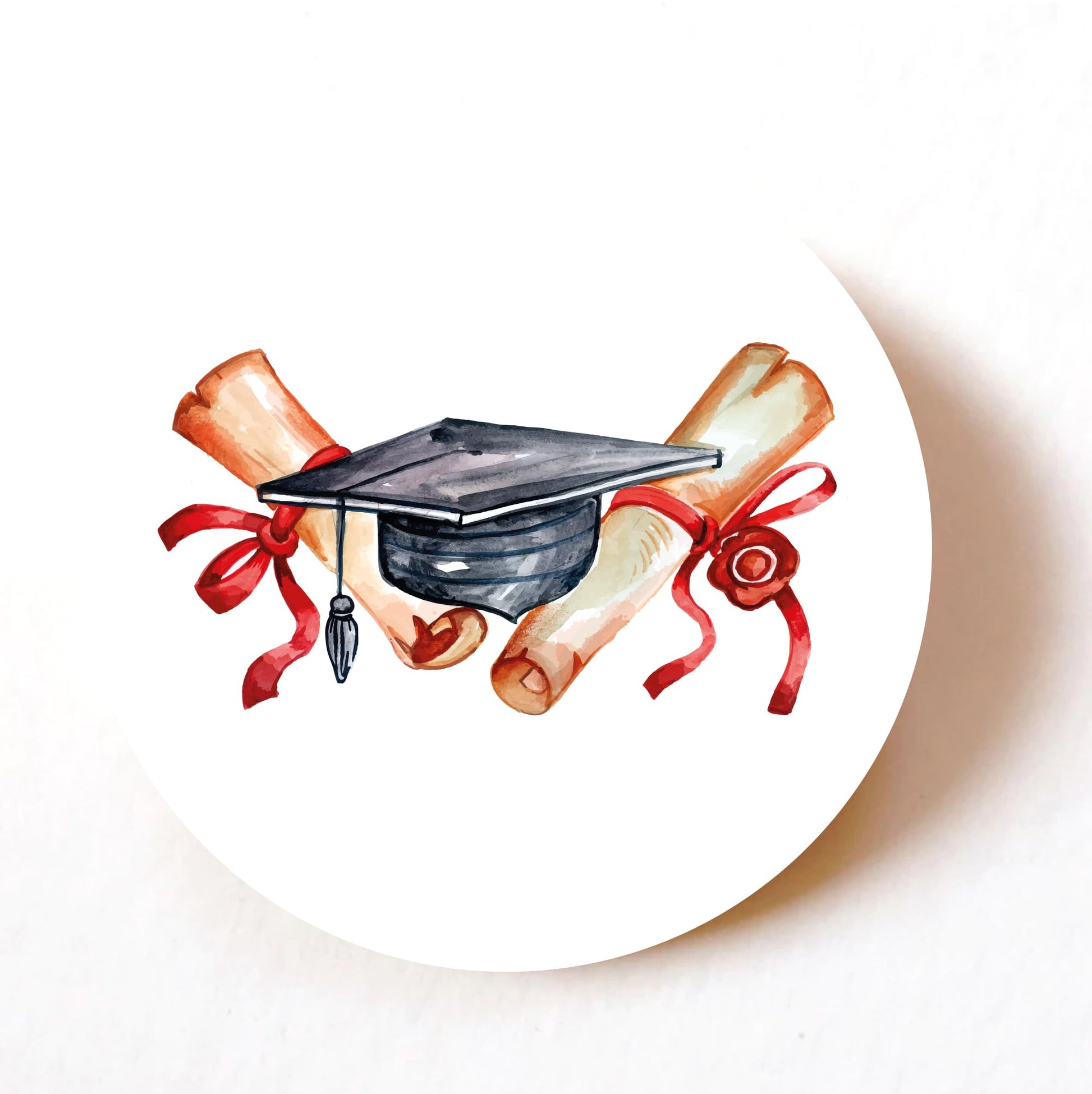 Grad Hat Congratulations 40mm round self-adhesive paper labels