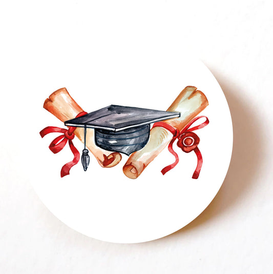 Grad Hat Congratulations 40mm round self-adhesive paper labels