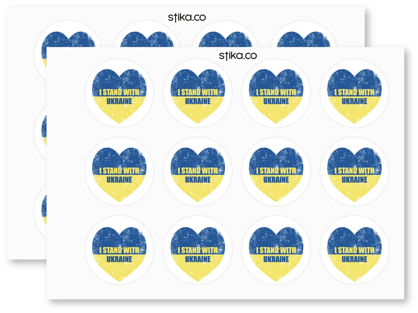 I stand with Ukraine Heart paper stickers supplied on A5 sheets of 12 - view 3