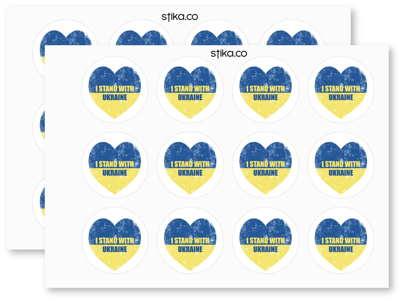 I stand with Ukraine Heart paper stickers supplied on A5 sheets of 12 - view 3