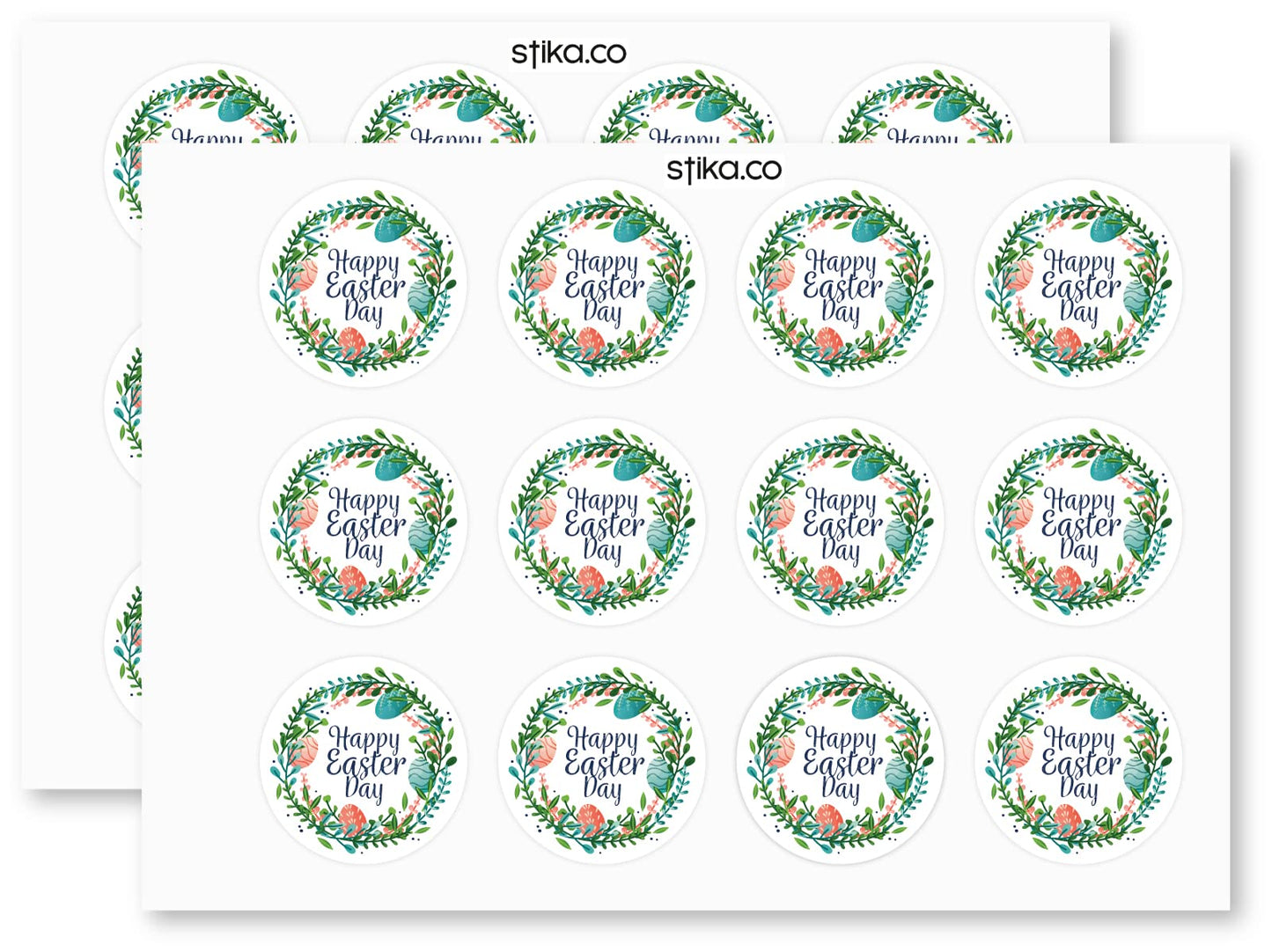 Happy Easter Wreath paper stickers supplied on A5 sheets of 12 - view 3