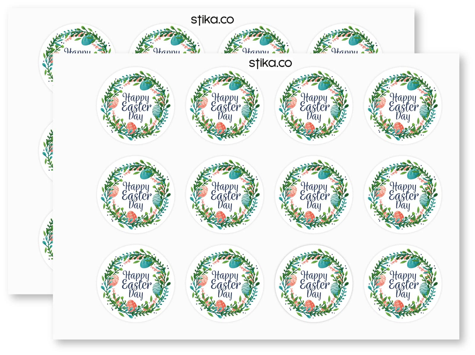 Happy Easter Wreath paper stickers supplied on A5 sheets of 12 - view 3