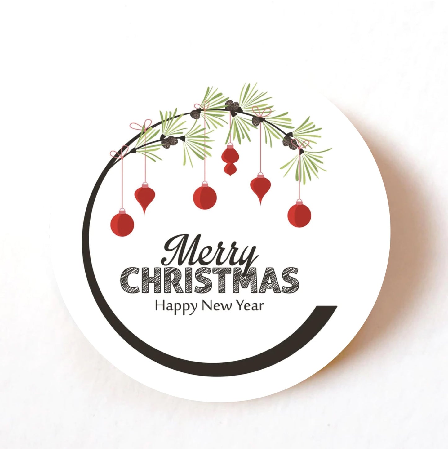 Merry Christmas 40mm round self-adhesive paper labels