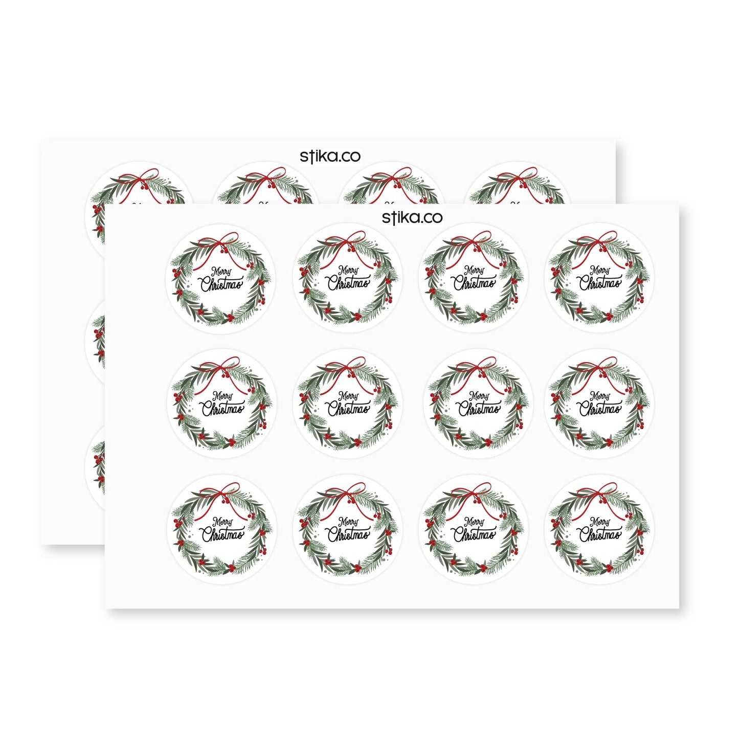 Merry Christmas Wreath paper stickers supplied on A5 sheets of 12 - view 3