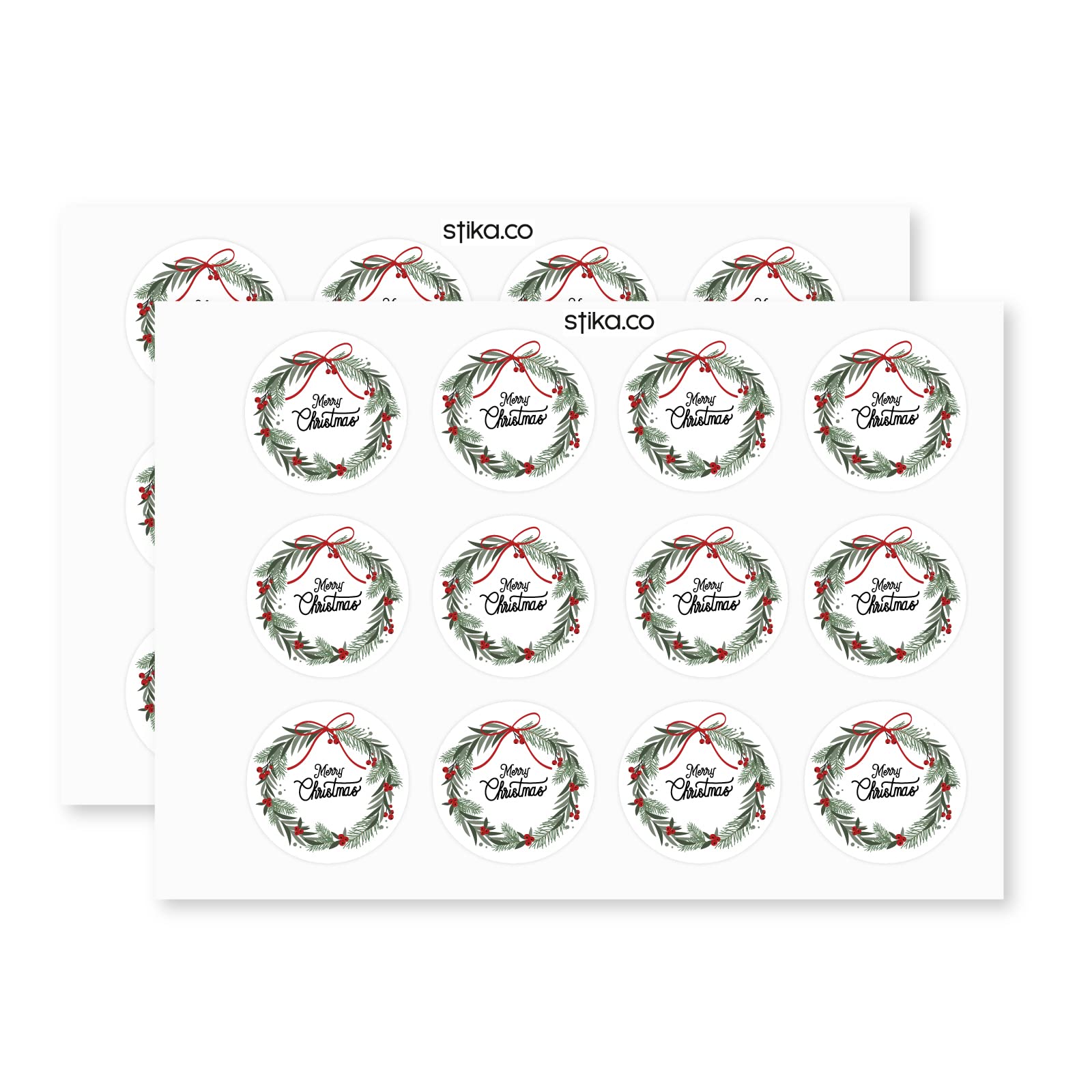 Merry Christmas Wreath paper stickers supplied on A5 sheets of 12 - view 3