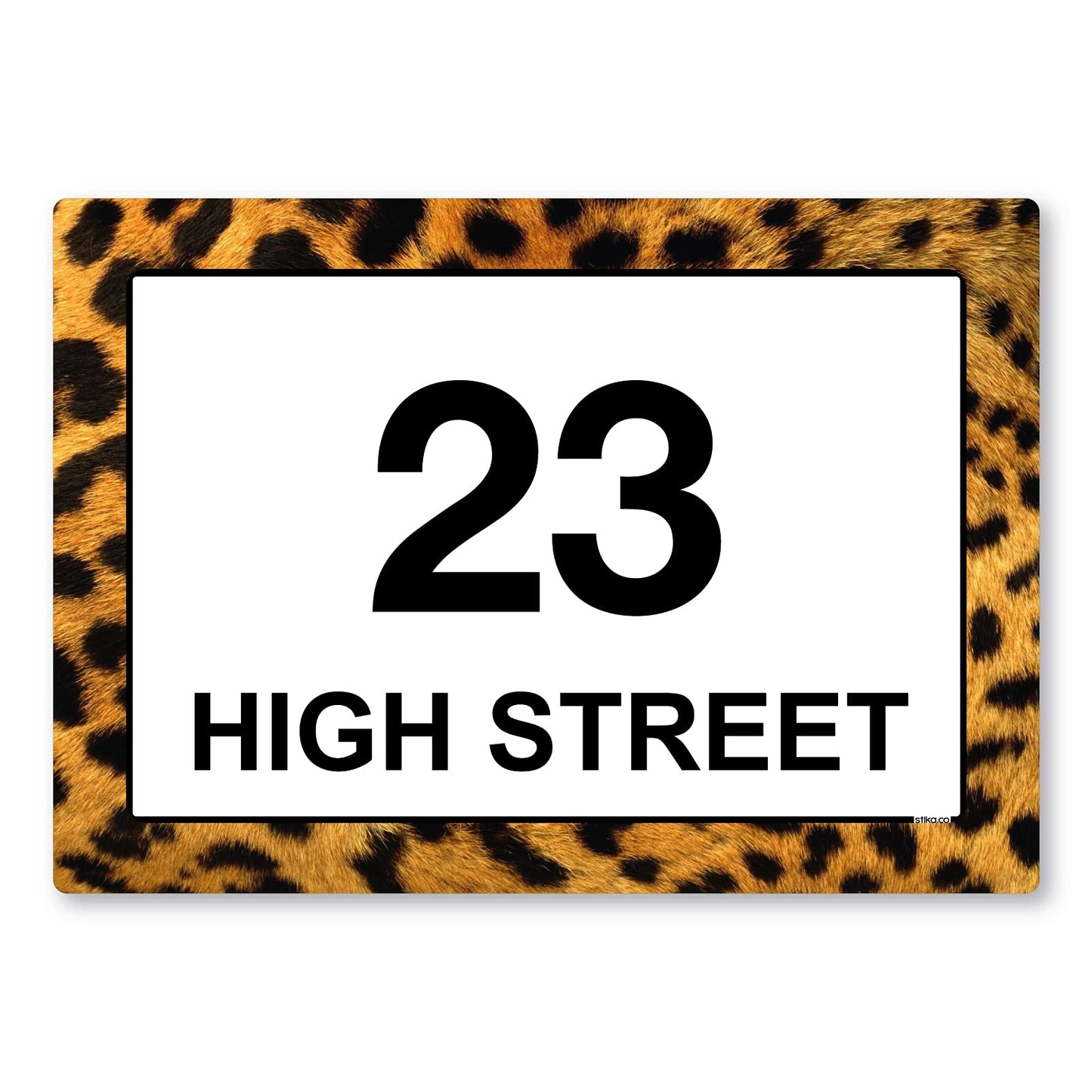 Leopard Print personalised wheelie bin stickers with house number and street name