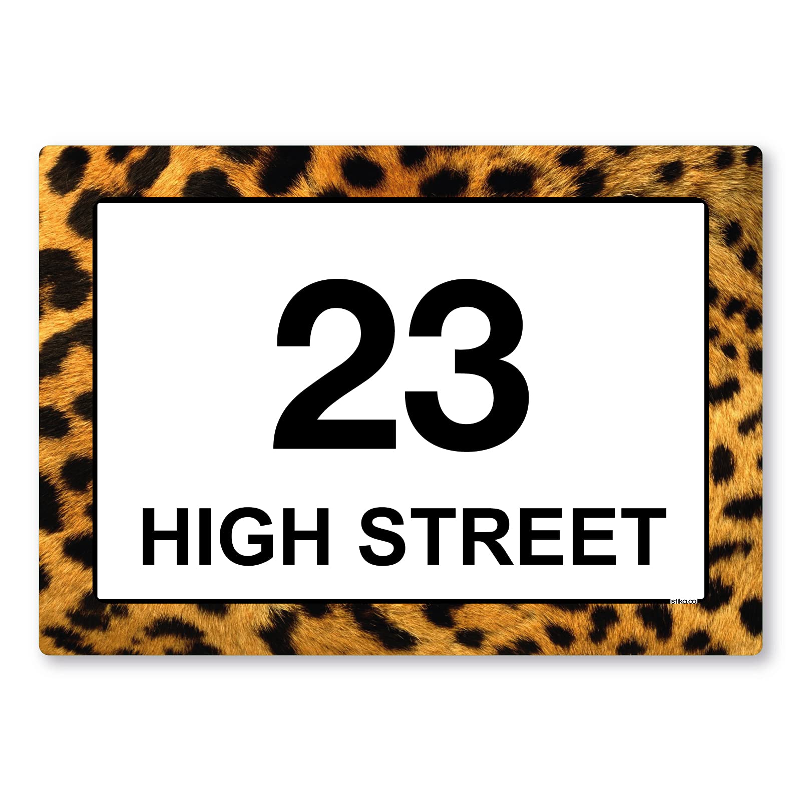 Leopard Print personalised wheelie bin stickers with house number and street name