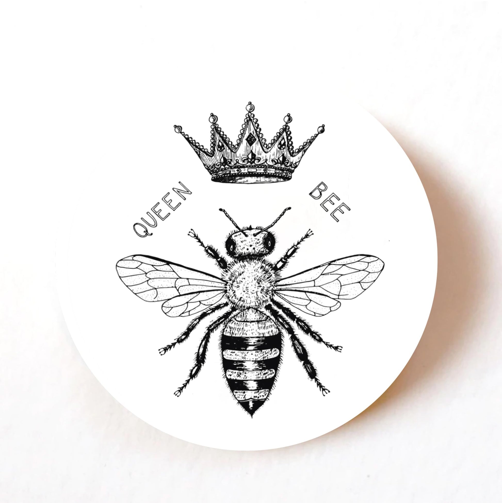 Sketched Queen Bee 40mm round self-adhesive paper labels
