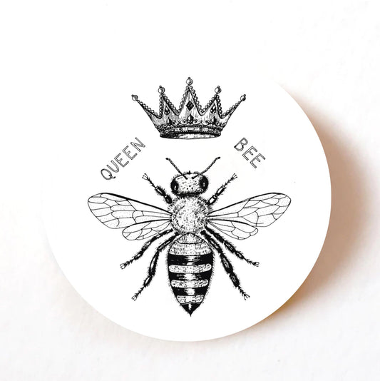 Sketched Queen Bee 40mm round self-adhesive paper labels