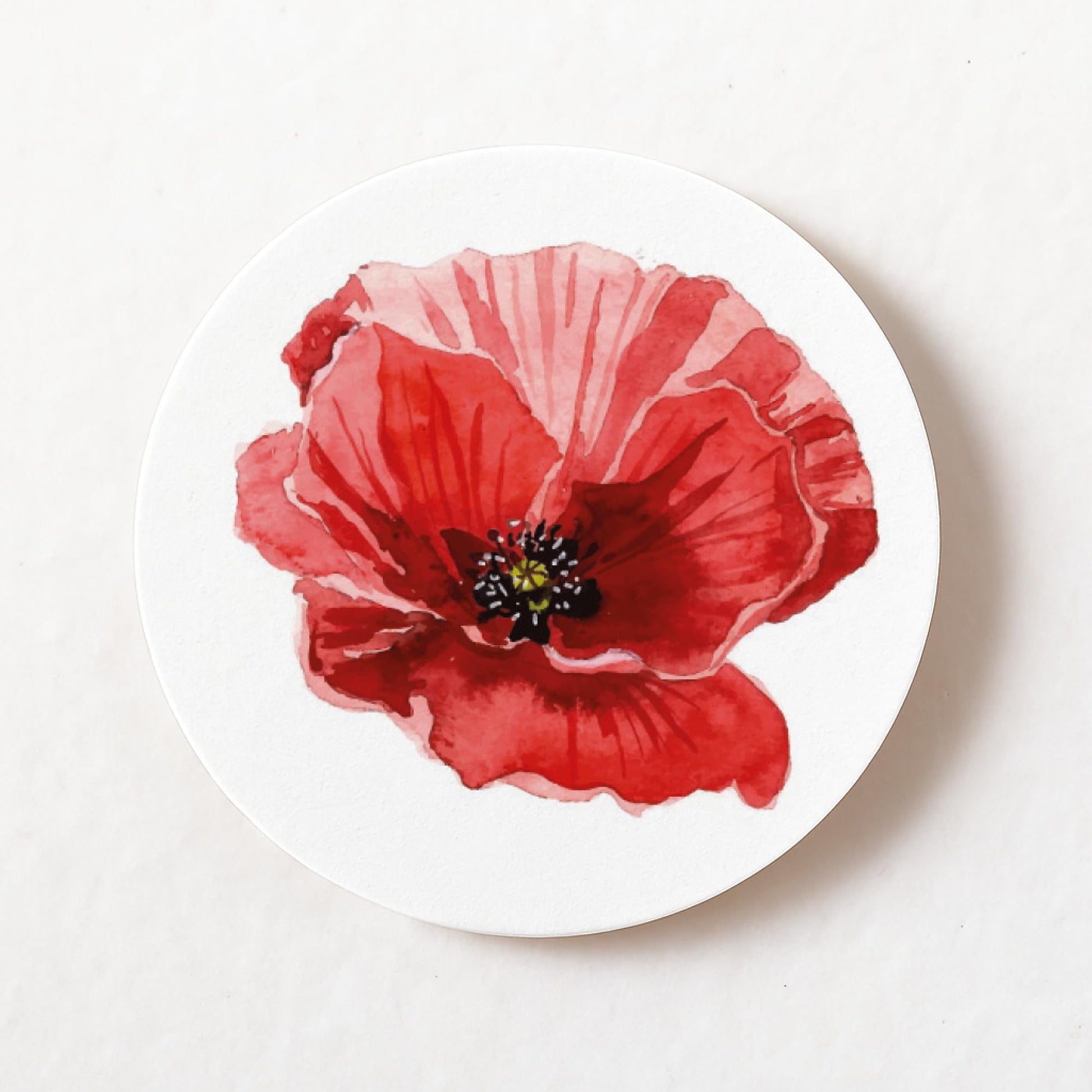 Lest We Forget Watercolour Poppy 40mm round self-adhesive paper labels