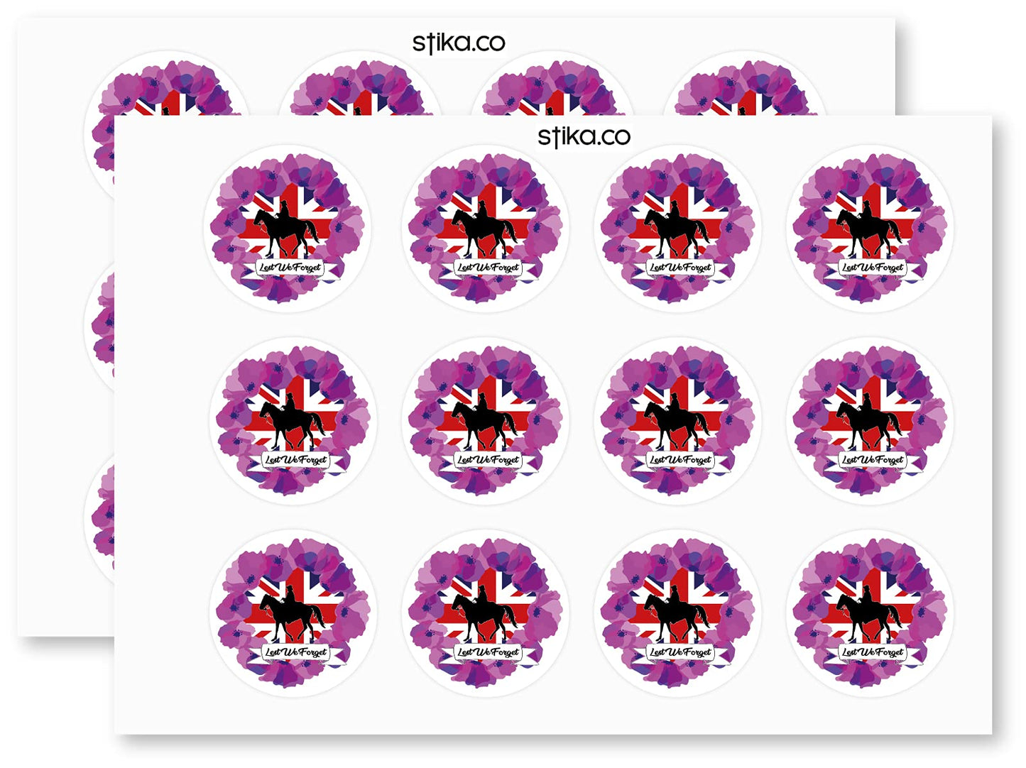 Purple Poppy Wreath paper stickers supplied on A5 sheets of 12 - view 3