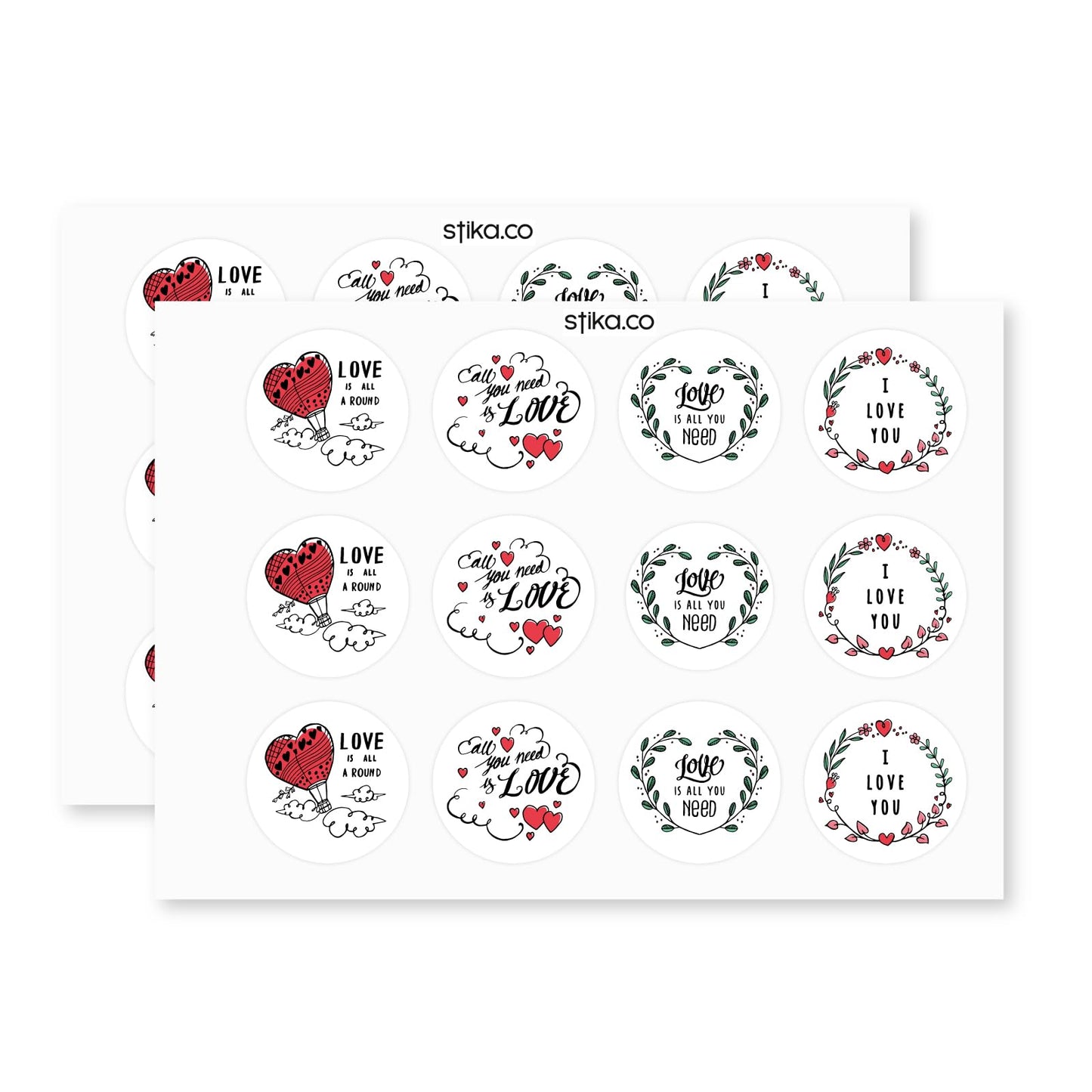 Love paper stickers supplied on A5 sheets of 12 - view 3