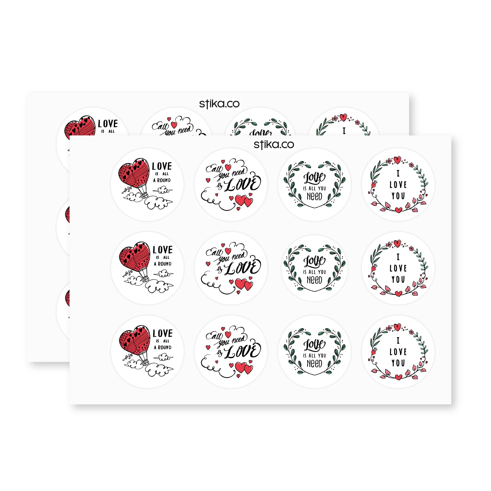 Love paper stickers supplied on A5 sheets of 12 - view 3