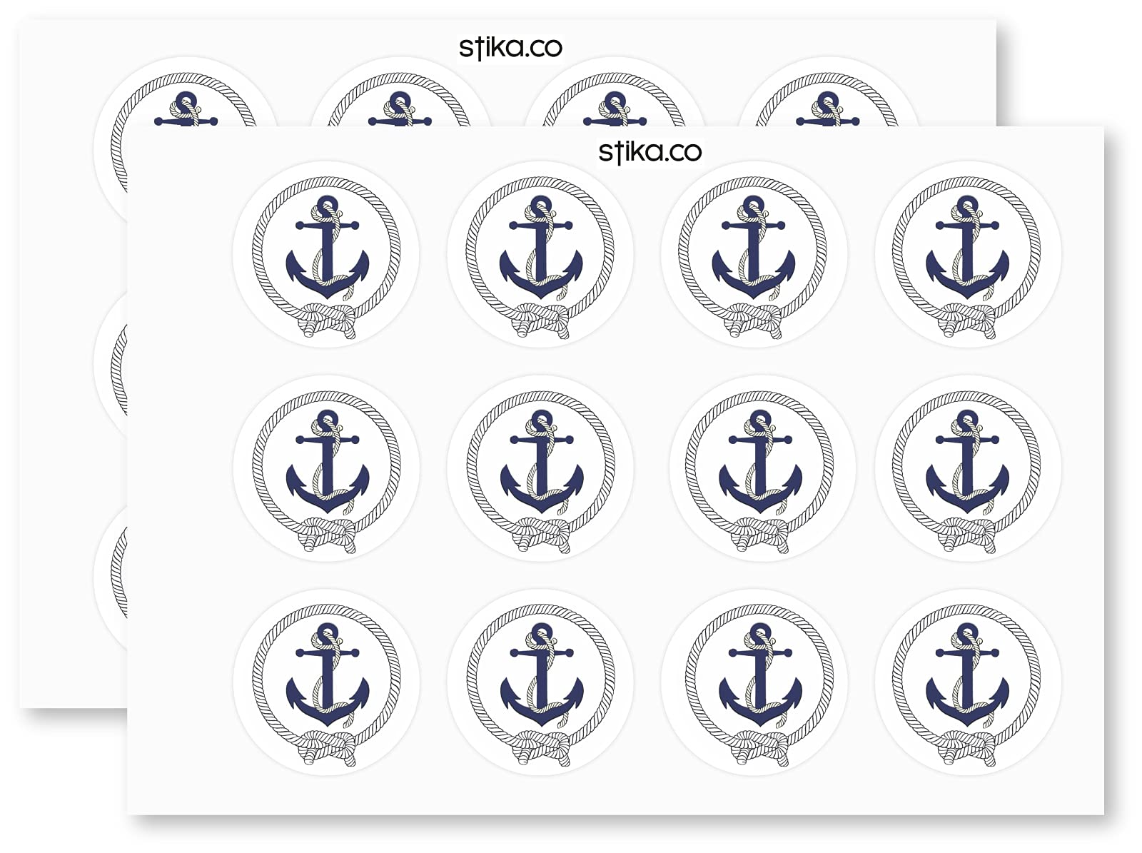 Navy Blue Rope and Anchor paper stickers supplied on A5 sheets of 12 - view 3