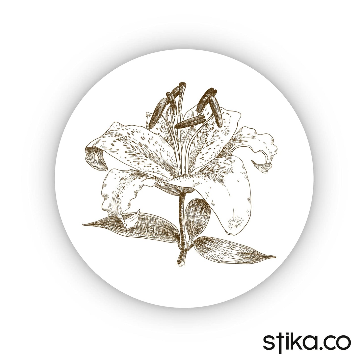 Sketched Tiger-Lily 40mm round self-adhesive paper labels