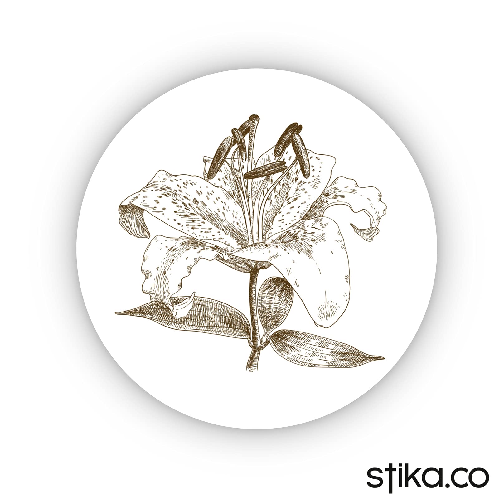 Sketched Tiger-Lily 40mm round self-adhesive paper labels