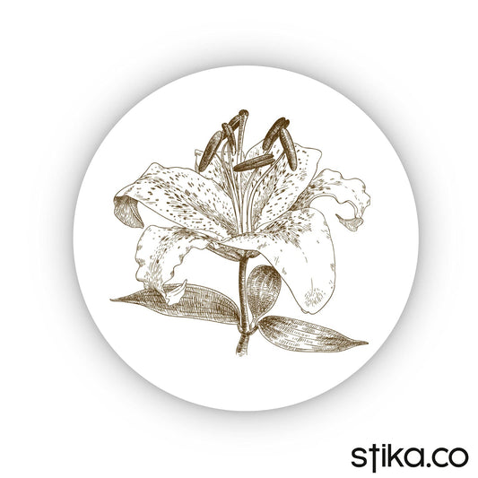 Sketched Tiger-Lily 40mm round self-adhesive paper labels