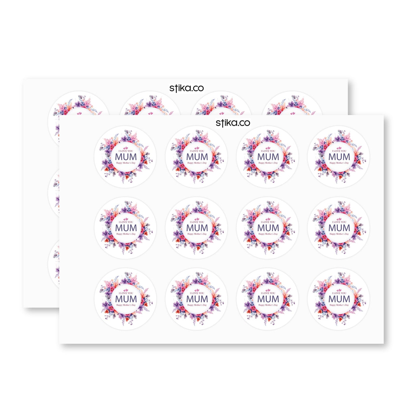 Mother's Day Floral Wreath paper stickers supplied on A5 sheets of 12 - view 3