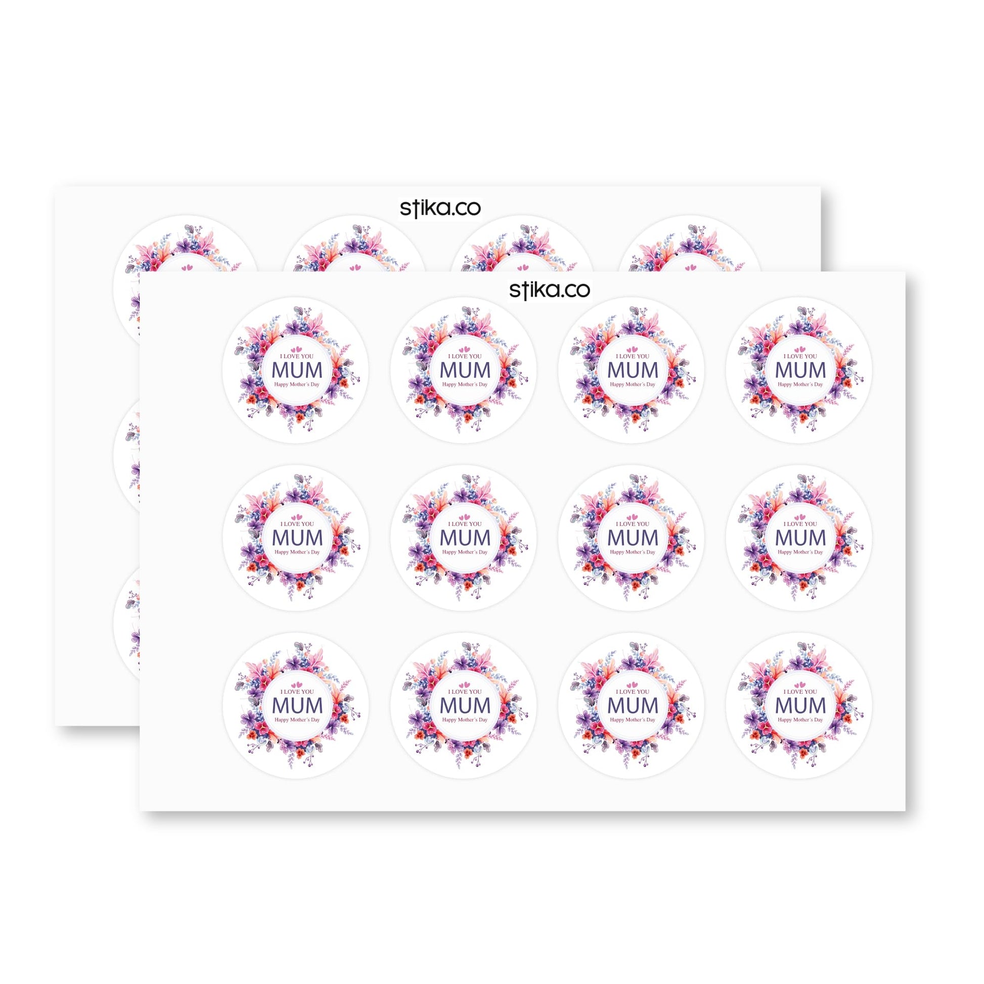 Mother's Day Floral Wreath paper stickers supplied on A5 sheets of 12 - view 3