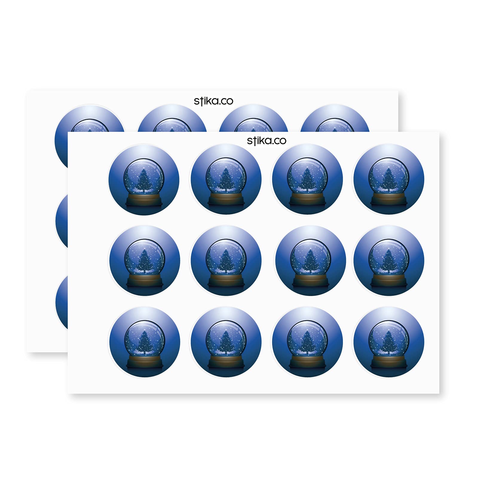 Christmas Snowglobe paper stickers supplied on A5 sheets of 12 - view 3