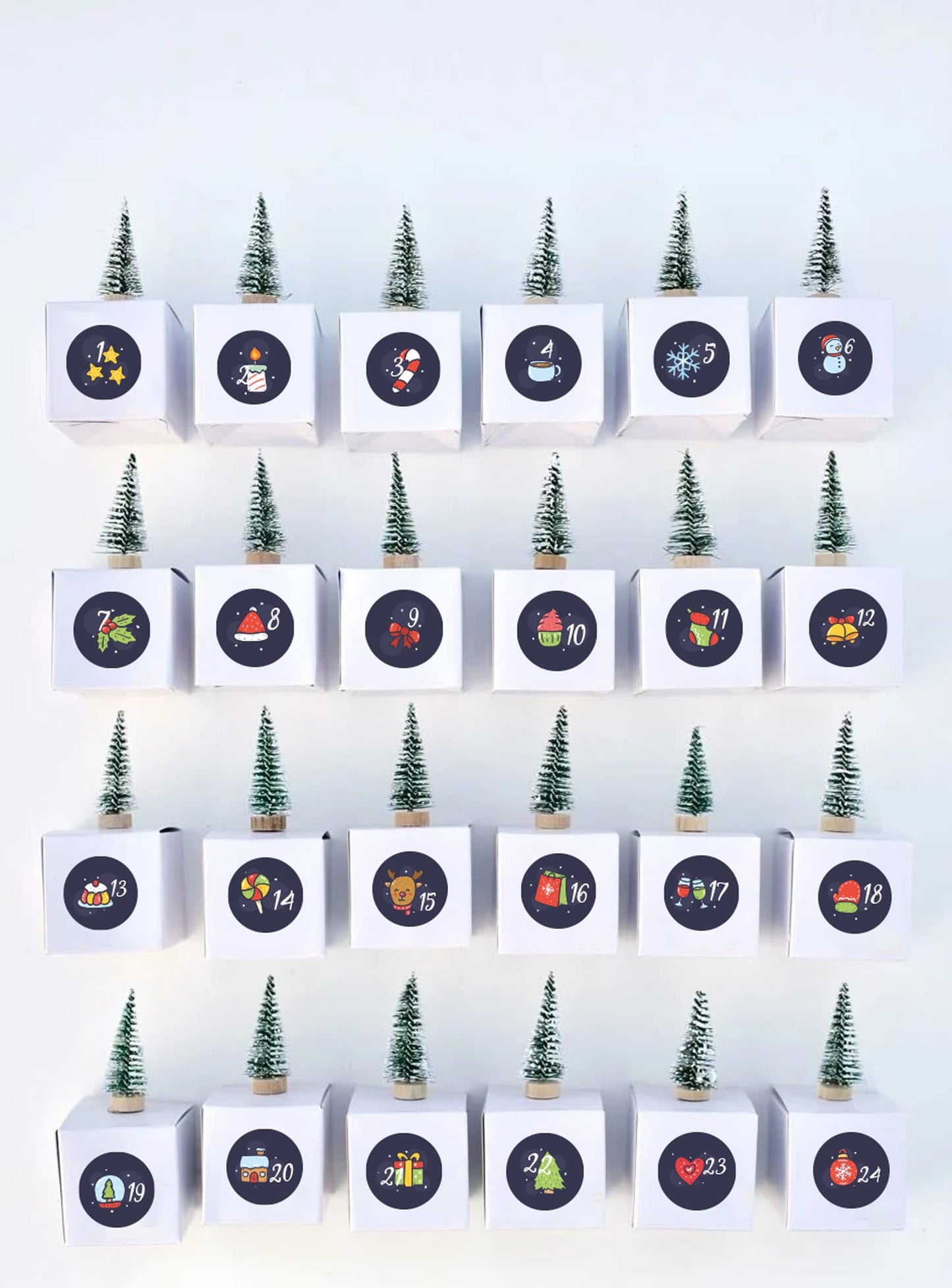 Navy Christmas Advent Calendar paper stickers supplied on A5 sheets of 12 - view 2