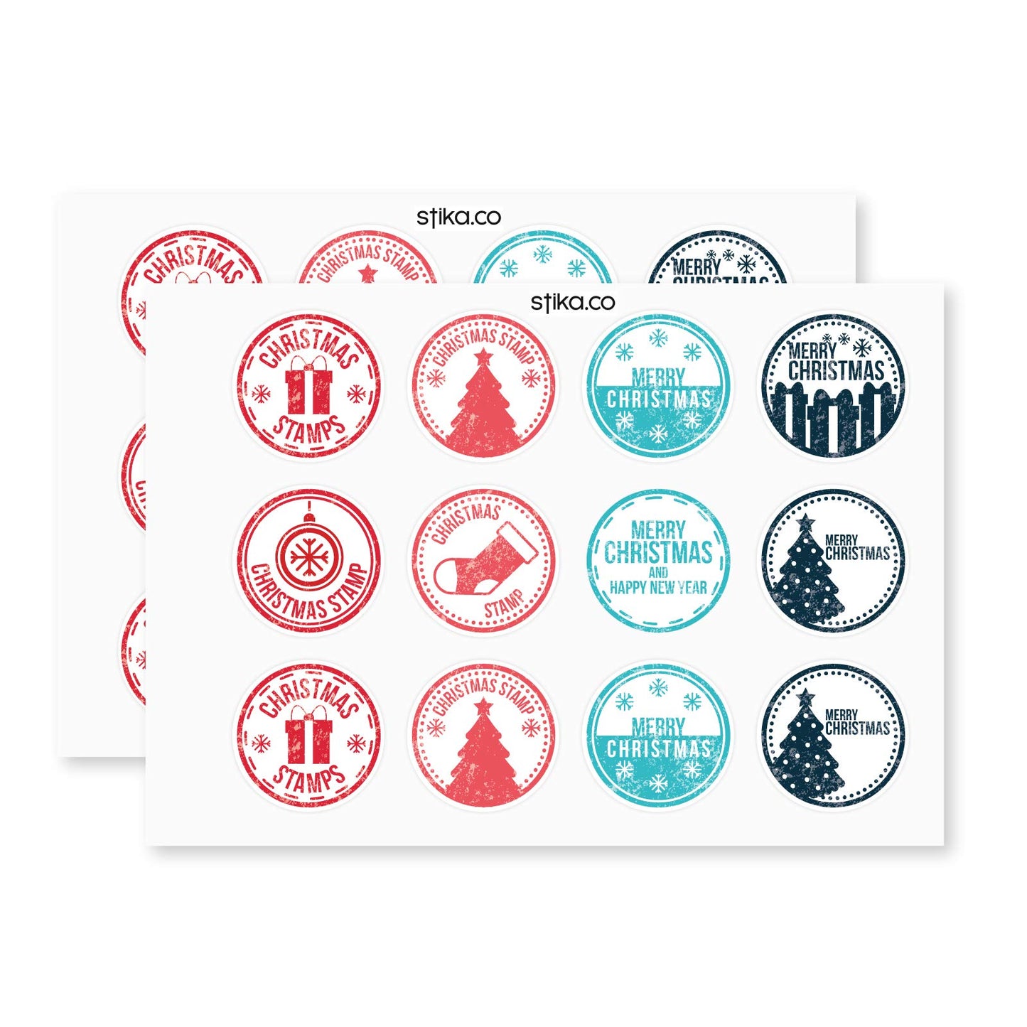 Christmas Stamp paper stickers supplied on A5 sheets of 12 - view 3