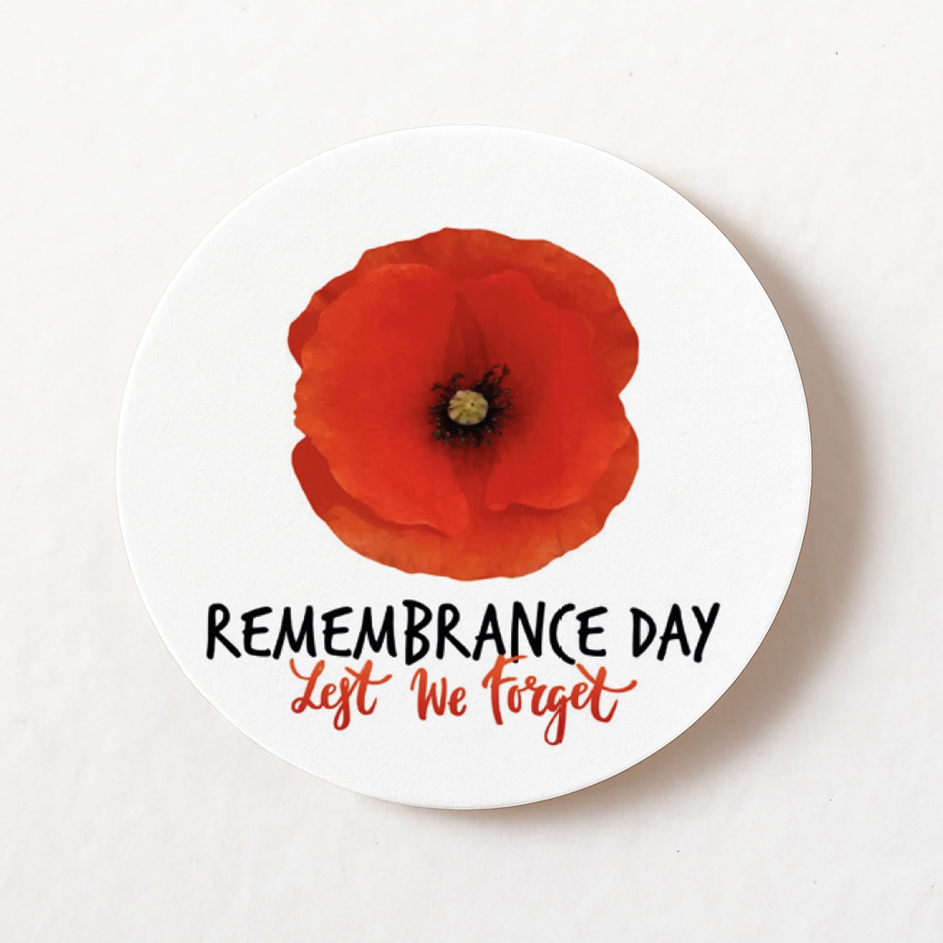 Red Poppy Lest We Forget Remembrance Day 40mm round self-adhesive paper labels