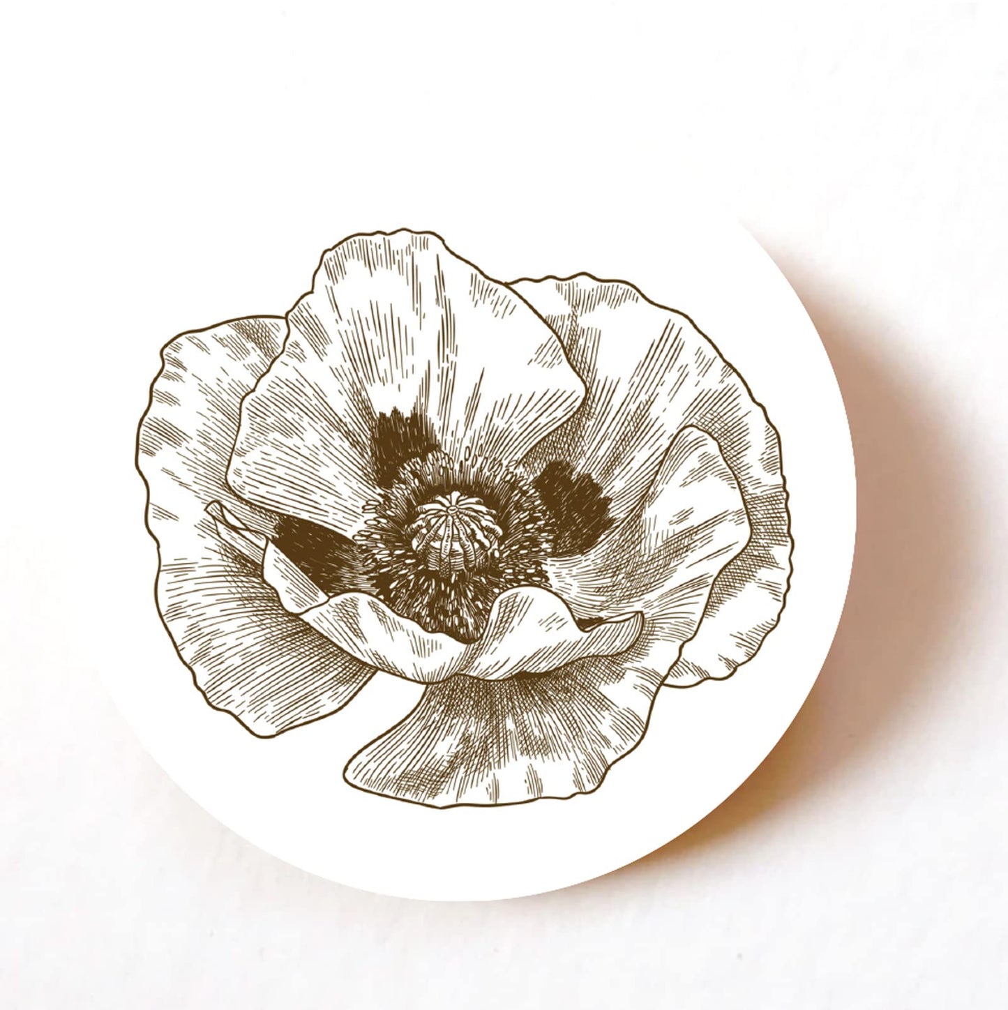 Sketched Poppy 40mm round self-adhesive paper labels