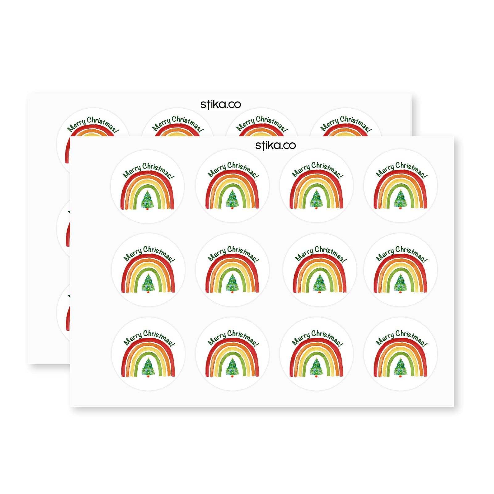 Merry Christmas Rainbow paper stickers supplied on A5 sheets of 12 - view 8