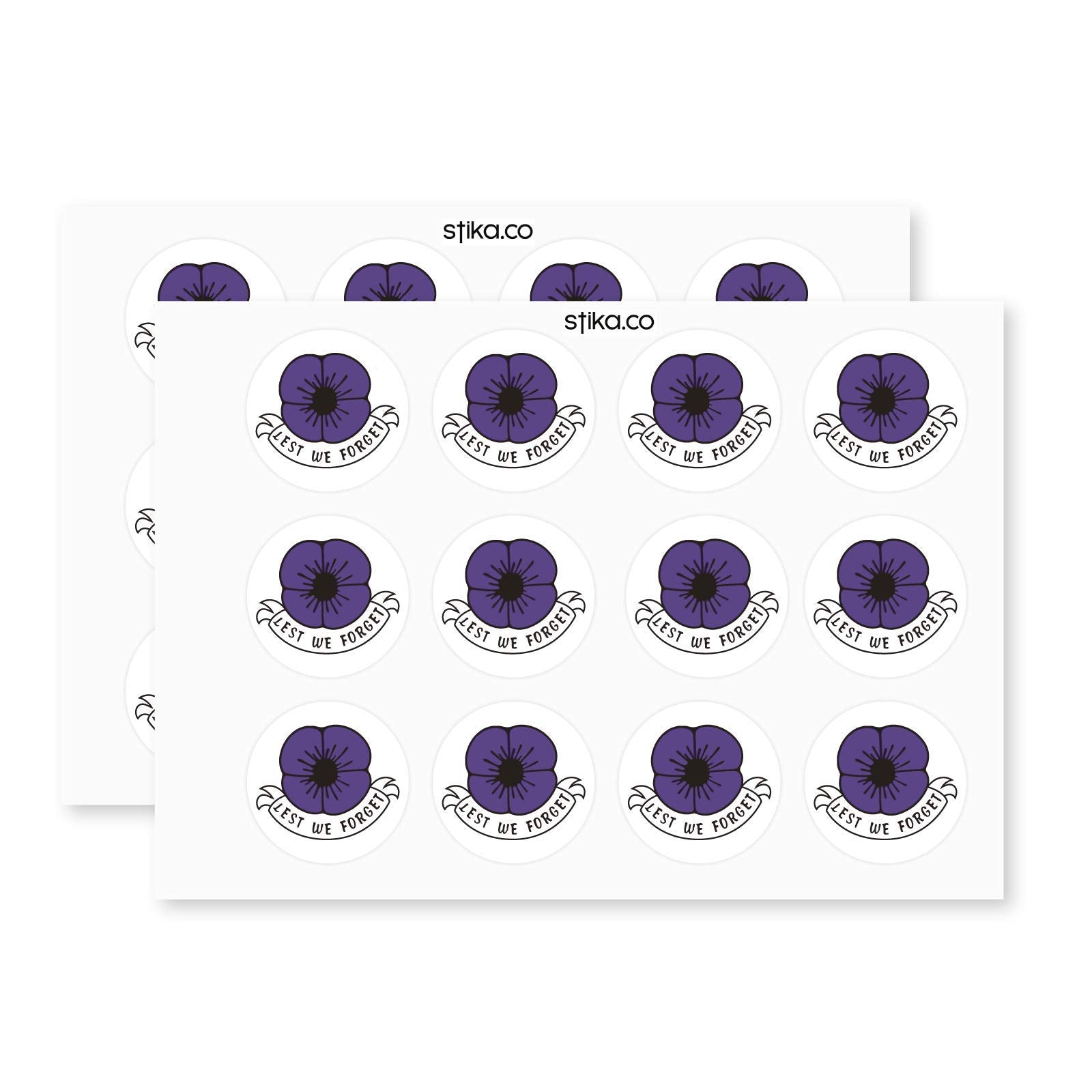 Purple Poppy paper stickers supplied on A5 sheets of 12 - view 3