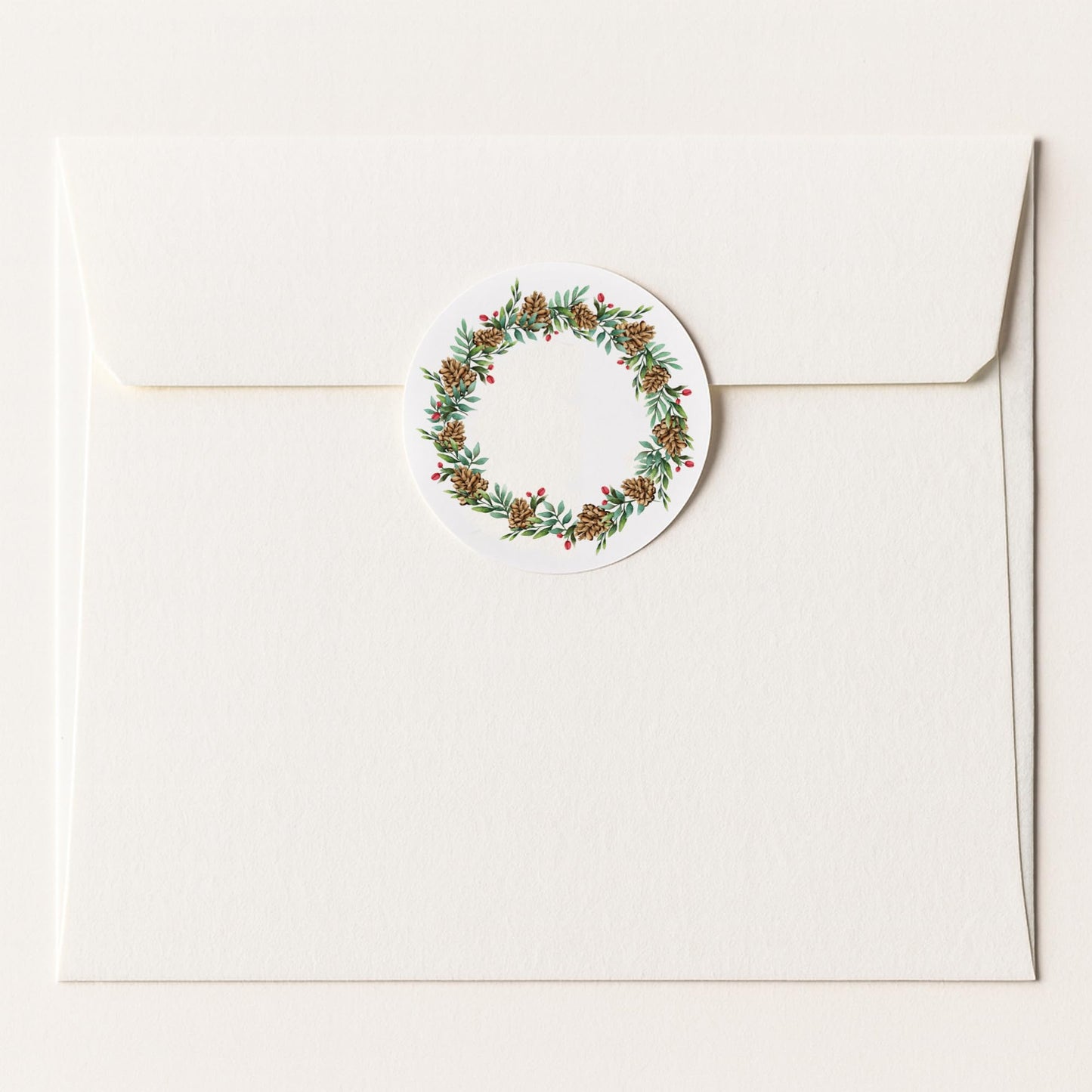 Custom Text Pine Wreath paper stickers supplied on A5 sheets of 12 - view 5
