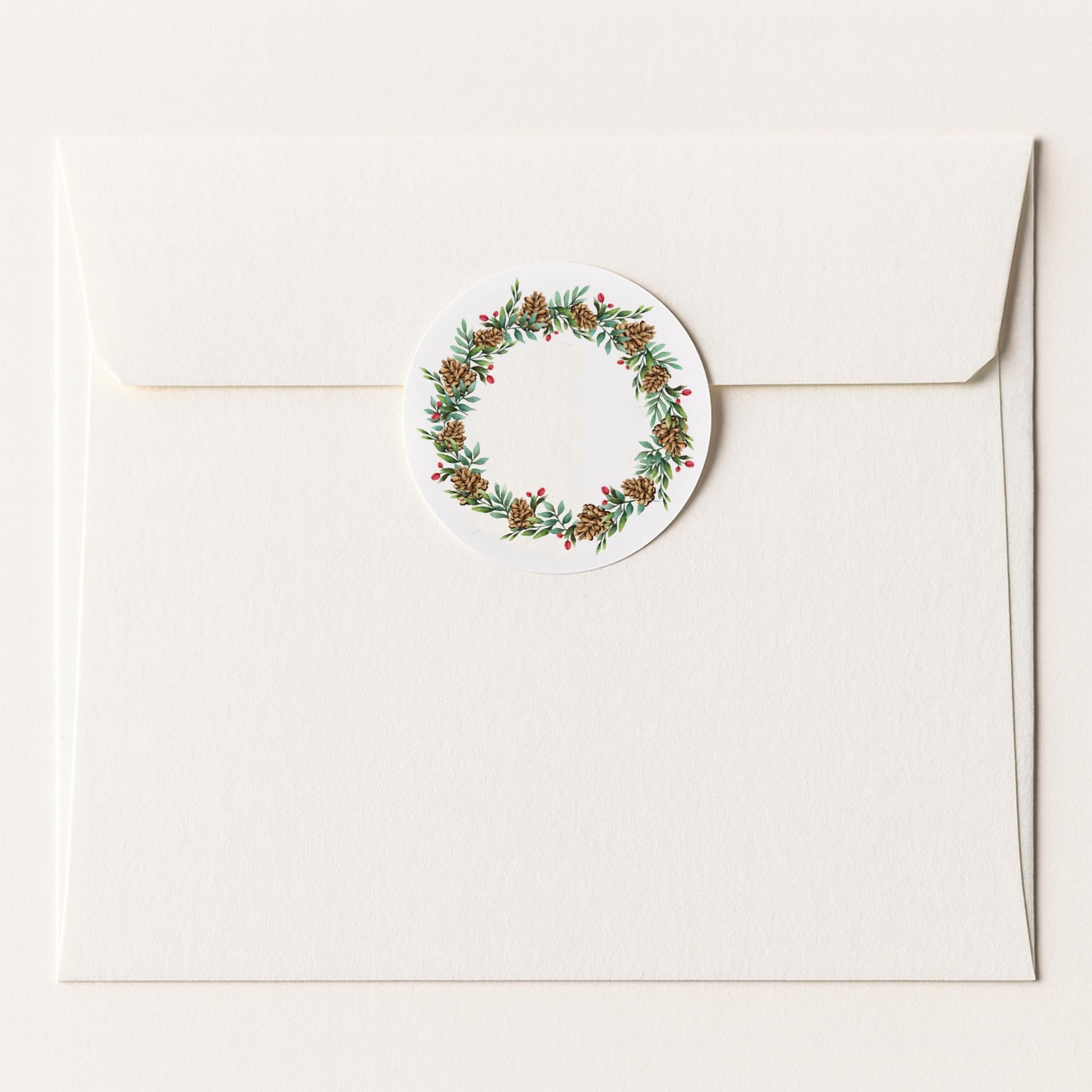Custom Text Pine Wreath paper stickers supplied on A5 sheets of 12 - view 5