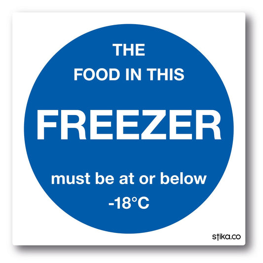 Freezer temperature safety sticker, 100 x 100mm